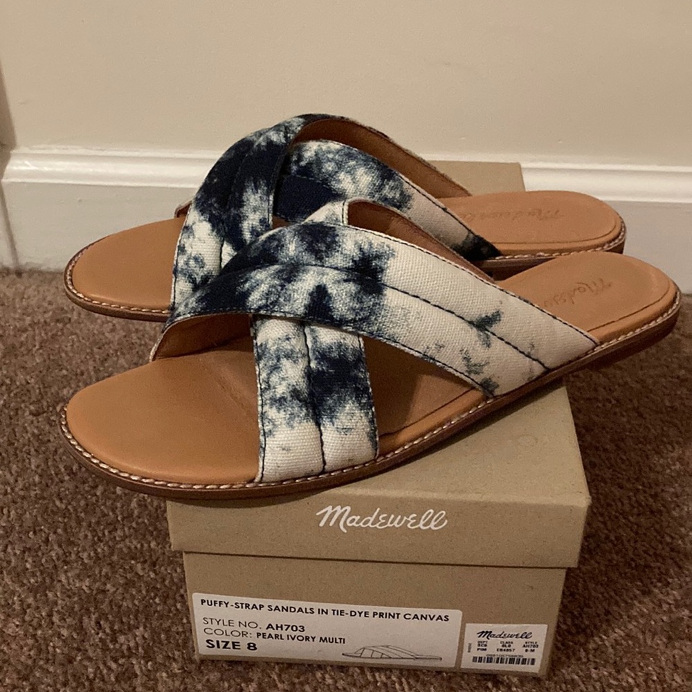Madewell Skyler slide sandals in tie-dye print canvas
